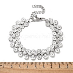 Браслеты-цепочки с цветочным узором из нержавеющей стали 304 для женщин&nbsp;BJEW-F488-21P-03