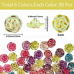 180 шт. 6-х цветные прозрачные акриловые кнопки&nbsp;DIY-CY0002-02