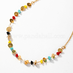 Элегантные ожерелья из цепочек ручной работы из латуни и синтетической каменной крошки для женщин&nbsp;BM0340