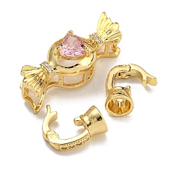 Латунные микро проложить кубического циркония раз за застежками&nbsp;KK-U037-41G-02