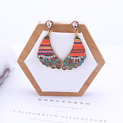 Ожерелья с подвесками и серьги-гвоздики из сплава совы со стразами и полиэстеровым шнуром&nbsp;FS-WGE12EA-02