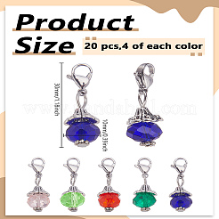 20 шт. 5 стиля подвесное украшение из стекла и сплава&nbsp;HJEW-LP00004