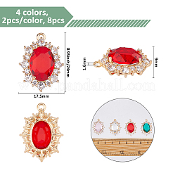 8 шт. 4 цвета латунные подвески с микропаве и кубическим цирконием&nbsp;KK-FH0008-06