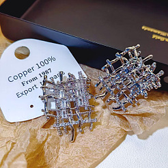 Серьги-гвоздики из сплава со стразами&nbsp;FS-WG9A93A-02