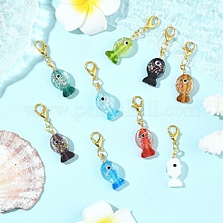 9 шт. подвесных украшений ручной работы из дихроичной фольги в стиле лэмпворк&nbsp;HJEW-YW00254