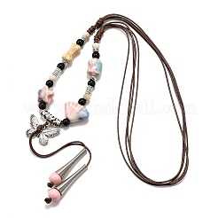 Этнический стиль сплав и фарфор керамические бусины бабочка кулон кисточка и ожерелья&nbsp;LS-NJEW-D308-01C