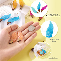 12шт 6 цвета прозрачной смолы и орехового дерева большие подвески&nbsp;RESI-TA0003-44