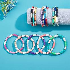 Браслеты хейши из полимерной глины ручной работы стрейч из бисера&nbsp;BJEW-PH0004-09