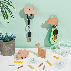 4 шт. вешалка для одежды из дерева в 4 стилях с изображением животных&nbsp;AJEW-PH0007-77A