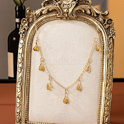 Подвеска-каплевидная цепочка из сплава с топазом и стразами&nbsp;FS-WG07C6E-01