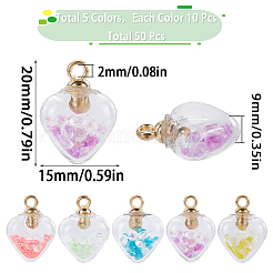 50шт 5 цвета светятся в темноте светящиеся стеклянные подвески&nbsp;GLAA-SC0001-79