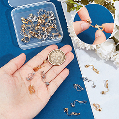 40 шт. 2-х цветная латунная фурнитура для сережек-клипс. с петлей&nbsp;KK-UN0001-76