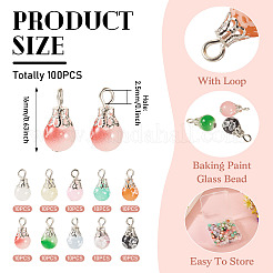 100 шт. 10-х цветные стеклянные подвески с краской для выпечки&nbsp;PALLOY-TAC0210