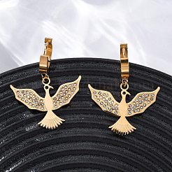 Серьги-кольца из нержавеющей стали 304 со стразами&nbsp;EJEW-Z098-32G