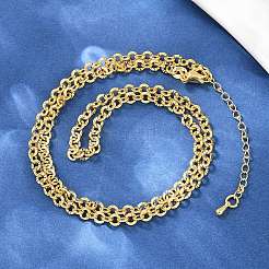 Ожерелья-цепочки типа «роло» из латуни толщиной 4 мм с текстурой&nbsp;NJEW-L012-05G