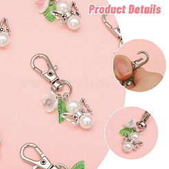 16 шт. 8 стиля подвеска в виде цветка-ангела из АБС-пластика с имитацией жемчуга и акрила&nbsp;HJEW-FH00118