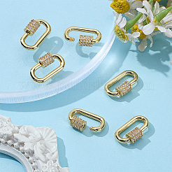 6 шт. латунные микро-паве прозрачные кубические цирконии винтовые карабины-замки&nbsp;ZIRC-ME0001-07