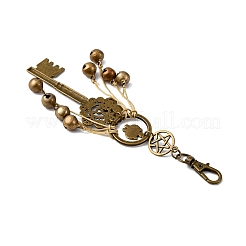 Подвеска в виде головы кошки из сплава и латунного колокольчика и ключа HJEW-JM04094