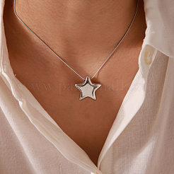 1 шт. Звезда 304 нержавеющая сталь кулон круглая змея цепи ожерелья&nbsp;NJEW-BBC0001-47P