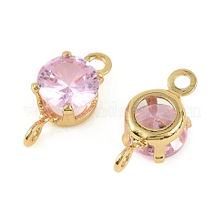 Латунные подвески-коннекторы с плоскими круглыми фианитами&nbsp;KK-P347-01G-02