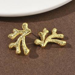 Серьги-гвоздики из коралловой латуни&nbsp;EJEW-G452-09G