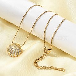 Женские ожерелья с подвеской в форме ракушки из нержавеющей стали 304 с прозрачными стеклянными стразами&nbsp;NJEW-K255-53G