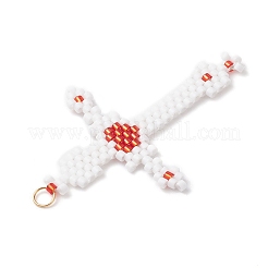 Подвески-кресты из стеклянного бисера&nbsp;PALLOY-MZ00947-01