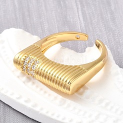 Латунные микропаве кубические цирконии регулируемые открытые манжеты кольца для женщин&nbsp;RJEW-K292-10G