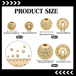 12шт 3 стиля латунь микро паве прозрачные кубические бусины из циркония&nbsp;KK-PH0013-80B