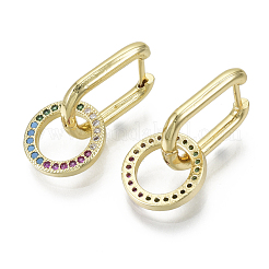 Серьги-кольца Huggie с подвесками из латуни с фианитами и кубическим цирконием&nbsp;KK-R137-021B-NF