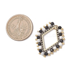 Подвески из натурального хаулита и черного оникса (окрашенного и нагретого) с ограненными круглыми бусинами и стеклянными бусинами&nbsp;PALLOY-MZ01167-01