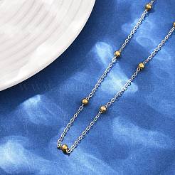 Женские ожерелья-цепочки с круглыми бусинами из нержавеющей стали 304 диаметром 3 мм&nbsp;NJEW-G177-03B-GP