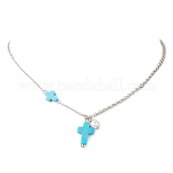 Женские ожерелья с подвеской в виде креста&nbsp;NJEW-JN05793