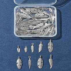 60 шт. подвески из сплава в тибетском стиле с перьями&nbsp;TIBEP-FS0001-21