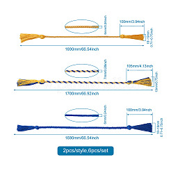 6шт 3 стиля полиэфирная выпускная веревка&nbsp;AJEW-TA0001-22