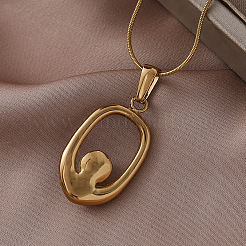 Ожерелья с подвесками в форме овала из хирургической нержавеющей стали 316 с искусственным жемчугом для женщин&nbsp;CK2829