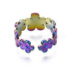 Кольцо-манжета из нержавеющей стали 304 с рисунком подсолнечника&nbsp;RJEW-N038-096