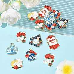 24 шт. 6 стиля подвески из сплава и эмали ко Дню матери&nbsp;FIND-FS0003-90