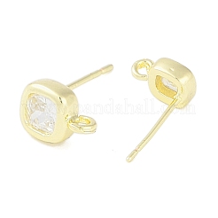 Фурнитура для серег-гвоздиков из латуни с паве из прозрачного кубического циркония&nbsp;LS-KK-F875-01G