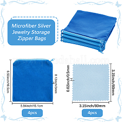 4 шт. мешочки для хранения серебряных ювелирных изделий из микрофибры на молнии&nbsp;ABAG-BBC0001-33A