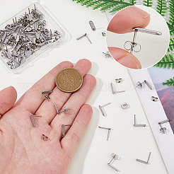 60 шт. фурнитура для сережек-гвоздиков из нержавеющей стали 201 с отверстием&nbsp;FIND-DC0006-59
