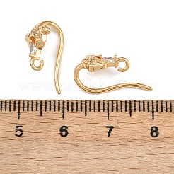 Крючки для сережек в форме конского глаза из латуни с микропаве из прозрачных кубических цирконий KK-A274-13G