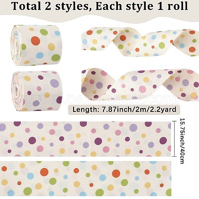 4м 2-х цветная шелковая лента с узором в горошек повязка на голову&nbsp;AJEW-DJ0005-70-1