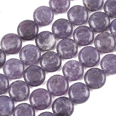 Натуральный лепидолит / пурпурный слюдяный камень бисер пряди&nbsp;G-L648-B09-15mm-1