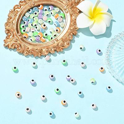 70 шт. двухцветных светящихся и печатных непрозрачных акриловых бусин&nbsp;LACR-FS0001-01-1