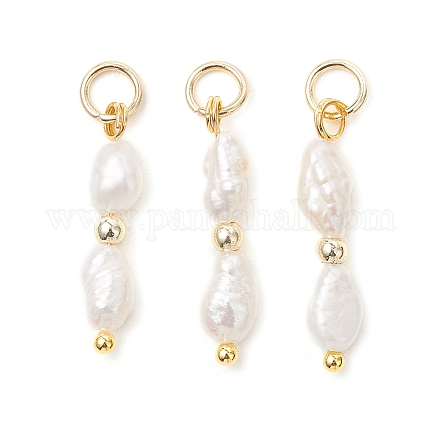 Подвески из натурального барочного жемчуга кеши и синтетического немагнитного гематита с гальваническим покрытием.&nbsp;PALLOY-JF04993-01-1