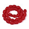 Frosted Handmade Lampwork Beads Strands, Nuggets, Dark Red, 13.5~14.5x9~11.5x9~11.5mm, Hole: 1.2~1.5mm, about 27~28pcs/strand, 14.17~14.96''(36~38cm)