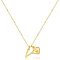 Brass Initial and Heart Pendant Necklaces for Women, Real 14K Gold Plated, Letter V, 15.75 inch(40cm)