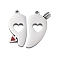 304 Stainless Steel Enamel Split Pendants, Left and Right, Couples Charms, Heart with Arrow Charm, Stainless Steel Color, 22~24x12~14x2mm, Hole: 1.6mm, 2pcs/set