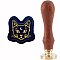 Wax Seal Envelope Gift Seal, with Yellow Sandalwood, Cat Pattern, 89~90mm